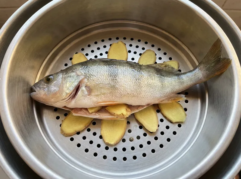 Arrange Fish on Ginger Bed and Steam for 8 Minutes