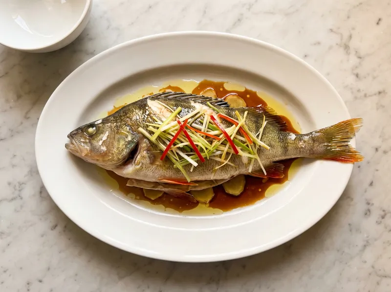 Discard Steaming Liquid, Flash with Hot Oil and Drizzle Soy Sauce