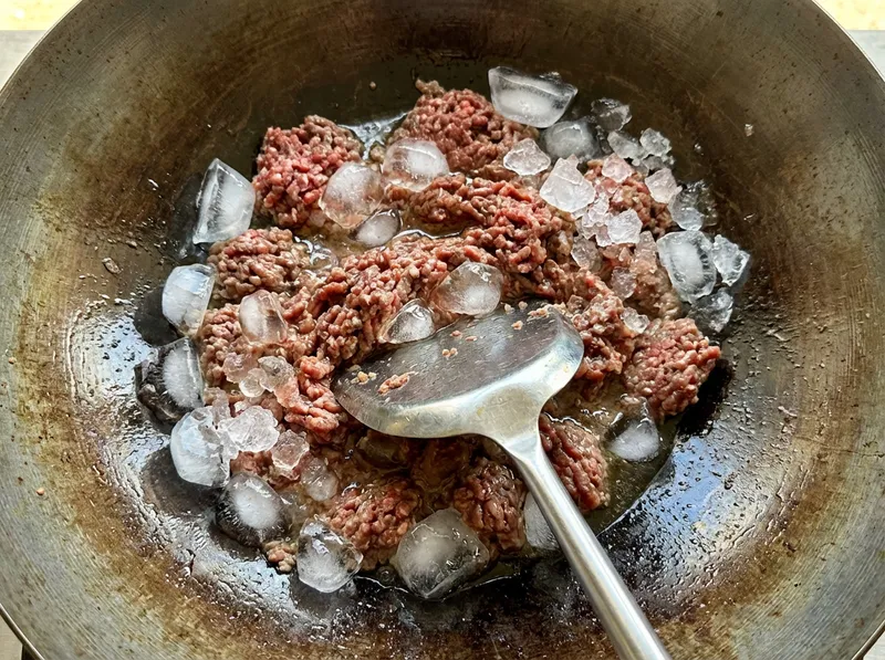 Blend Beef with Ice