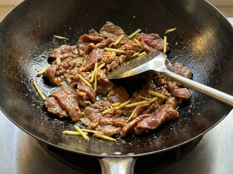 Add Marinated Lamb and Stir-fry