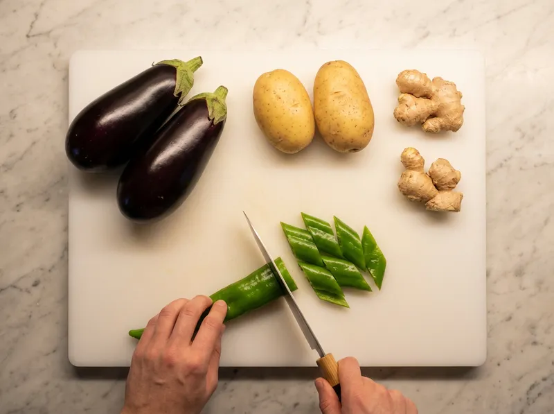 Cut Green Pepper into Diamond Shapes
