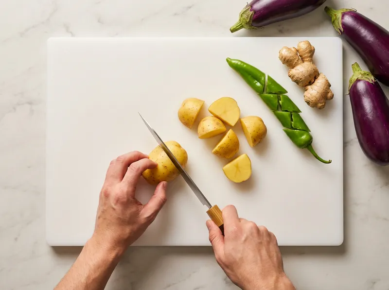 Cut Potato into Rolling Chunks