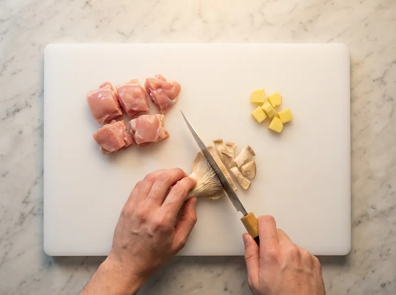 Prepare Chicken and Mushrooms