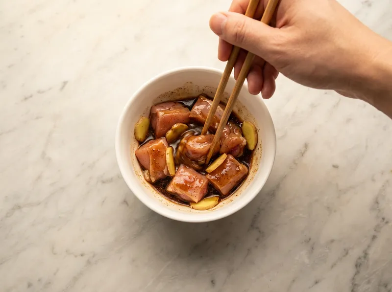 Marinate Chicken Thigh Meat And Five Spice Powder