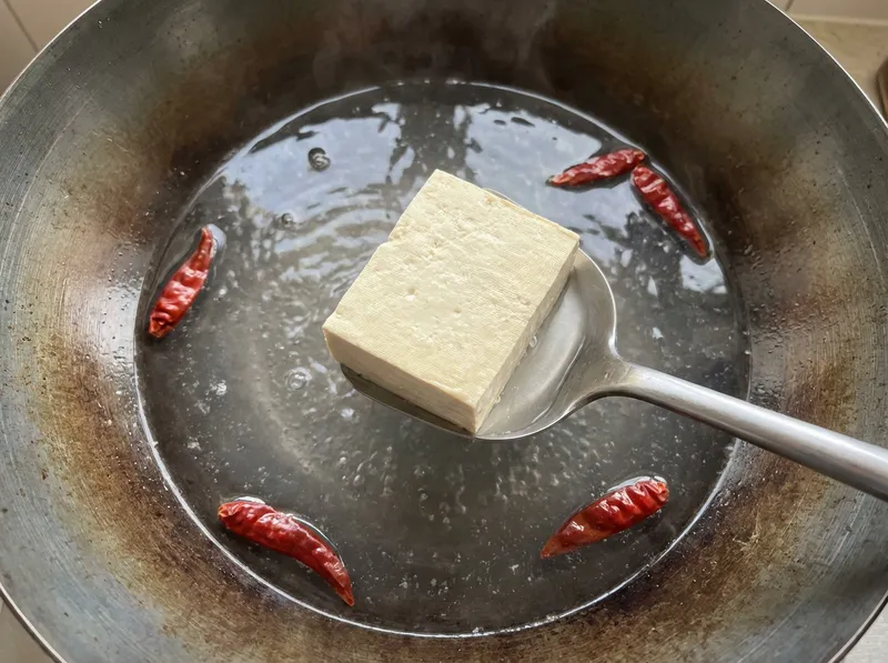 Blanch Tofu in Boiling Water
