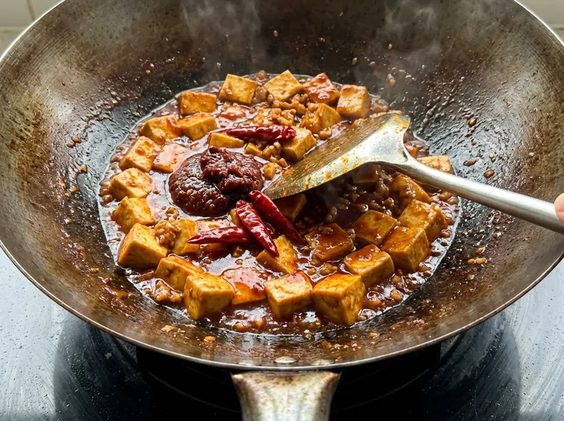 Add Doubanjiang And Dried Red Chilies