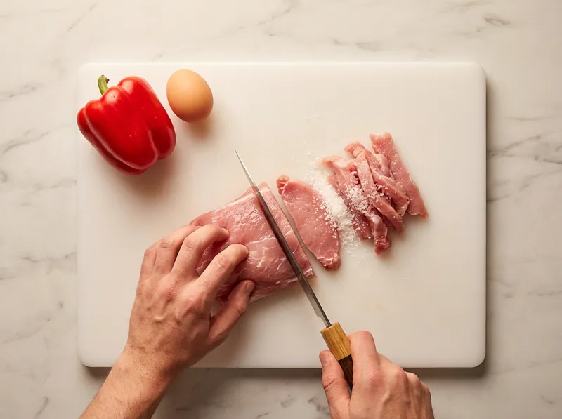 里脊肉切成两三厘米的块