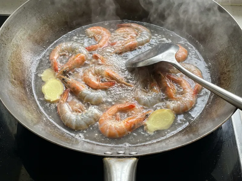 Poach Shrimp in Seasoned Water