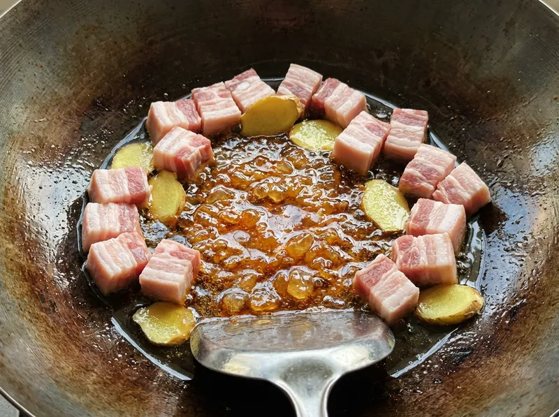 Heat Oil and Add Rock Sugar