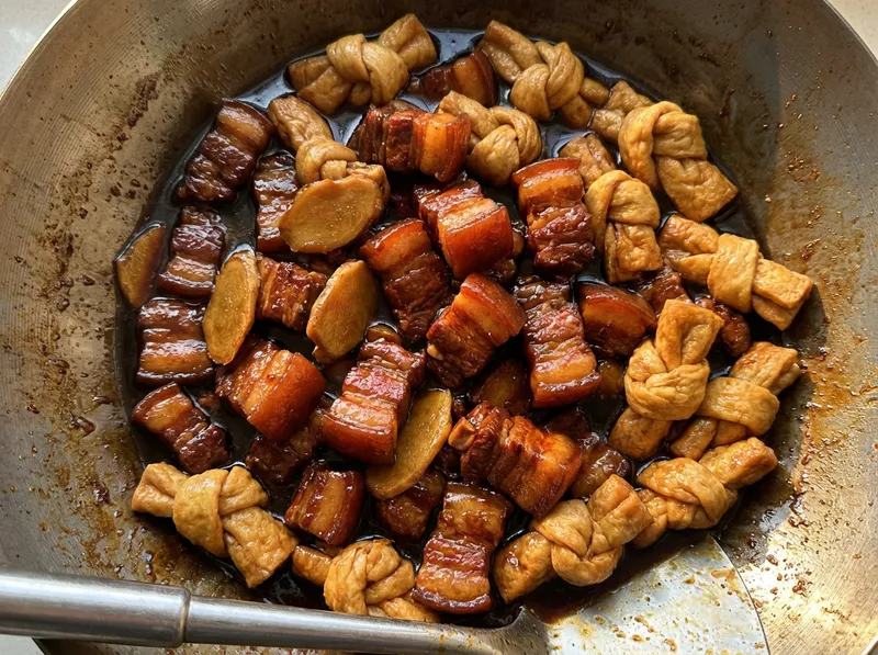 Add Tofu Knots and Braise Together