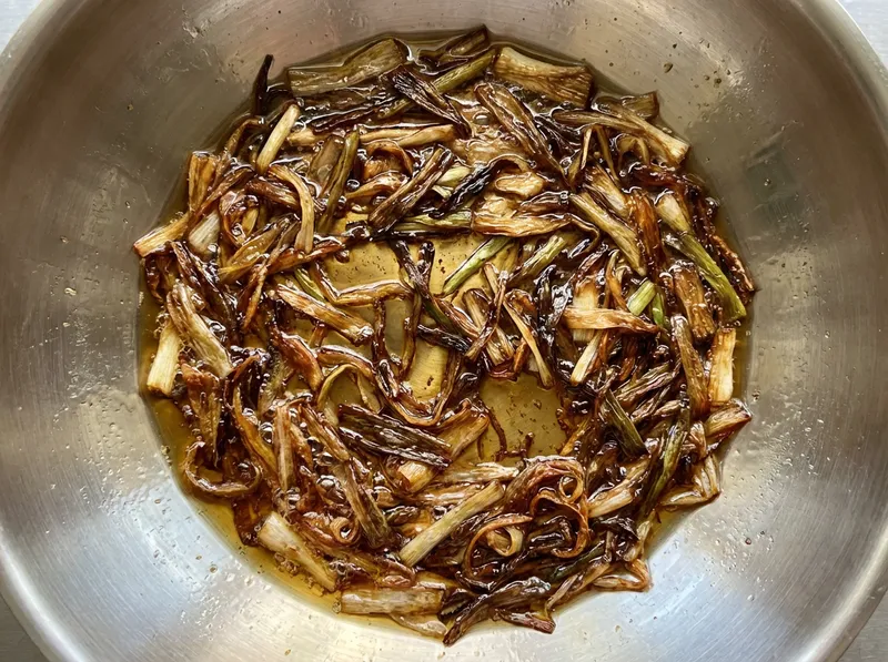 Slowly Fry Scallions Until Crispy