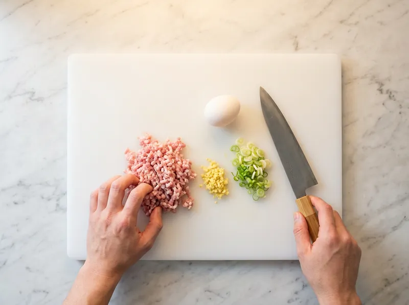 Mince Pork and Season the Filling