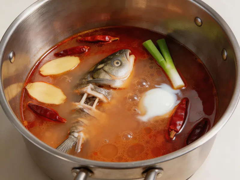 Simmer Fish Head and Bones for Flavour