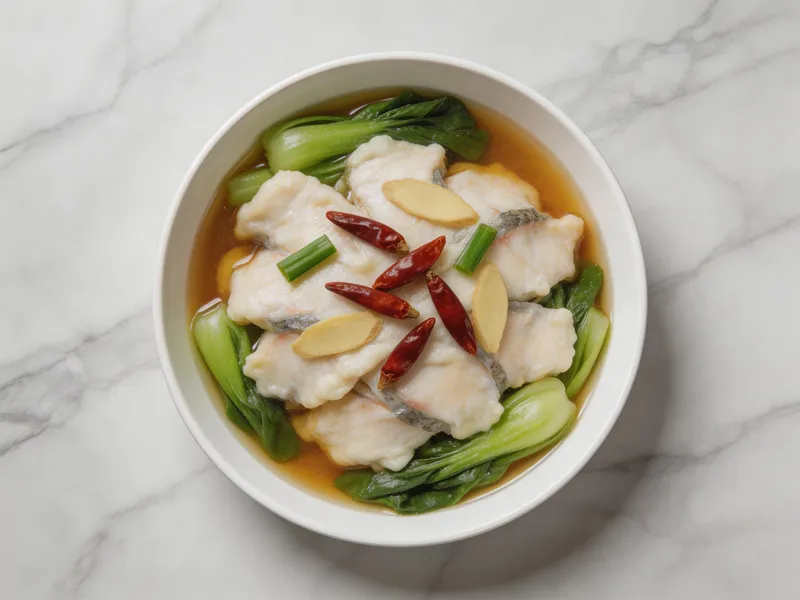 Ladle Fish over Vegetables and Add Dry Topping