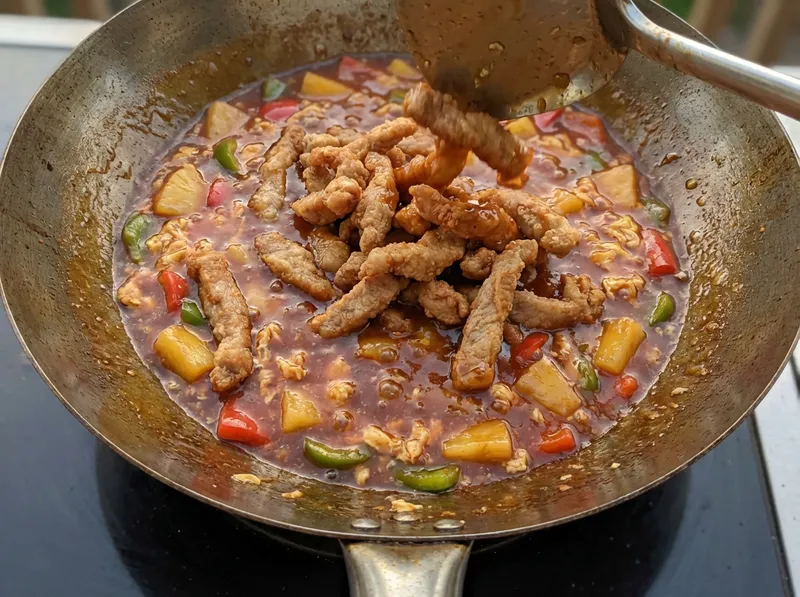 Add Fried Tenderloin to Sauce