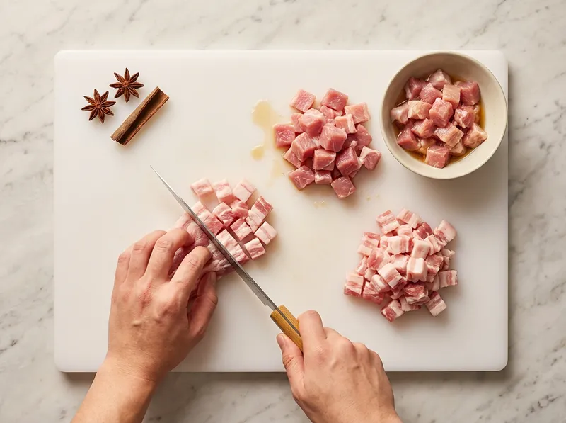 Dice Fatty and Lean Pork Separately