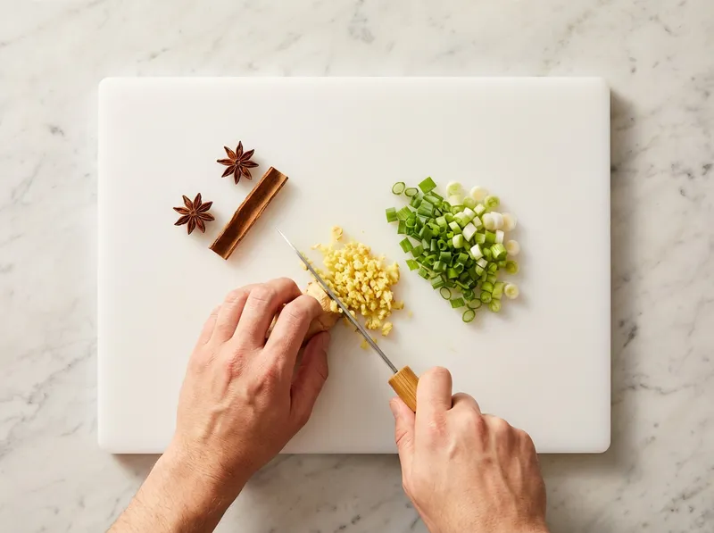 Mince Ginger and Chop Scallions