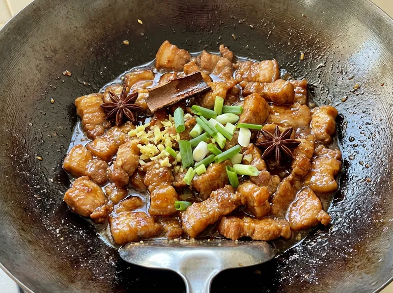 Return Lean Pork, Add Final Scallions, and Season